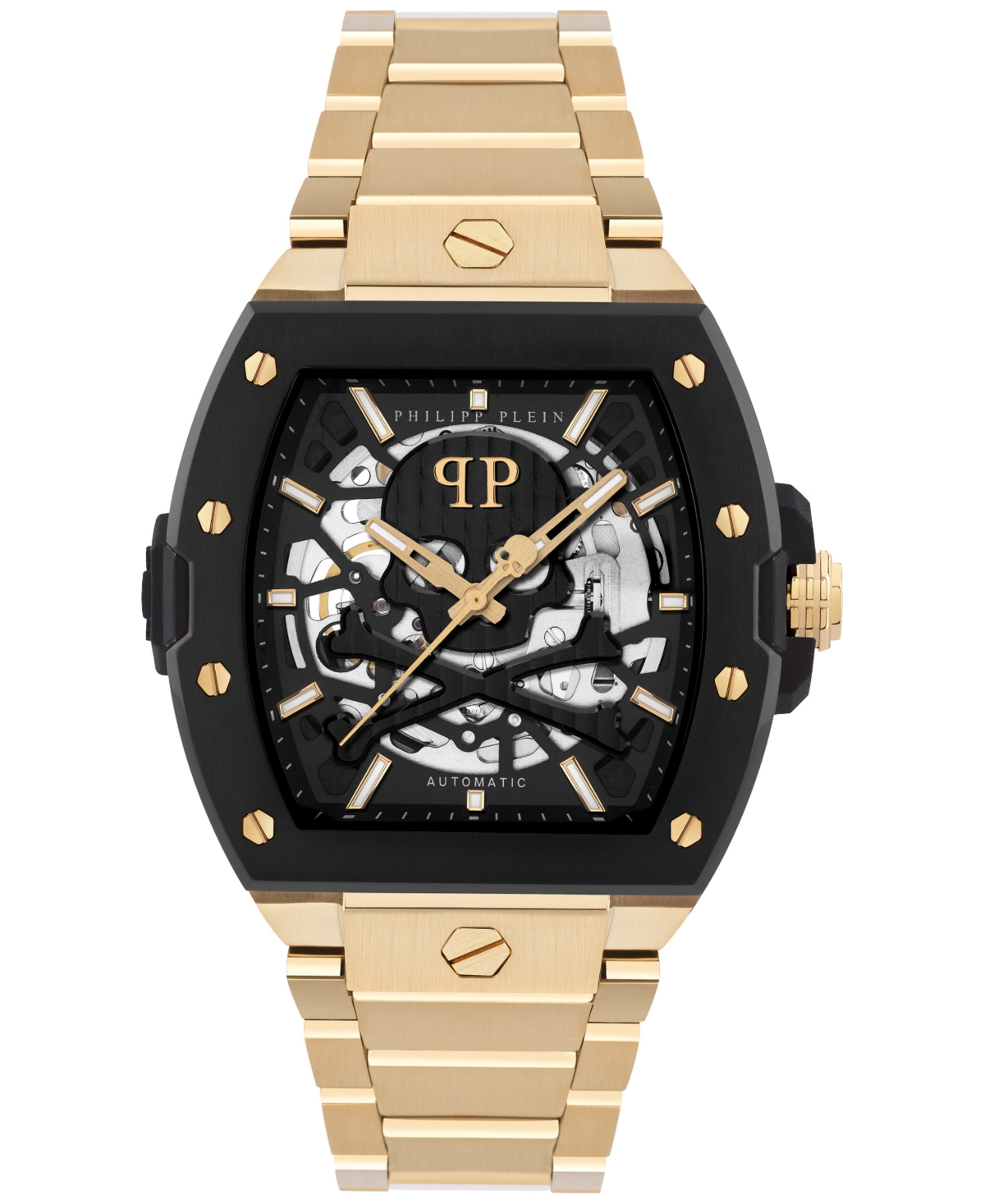 Philipp Plein Men's Automatic The Skeleton 2.0 Gold Ion Plated Bracelet Watch 44mm In Ip Yellow Gold