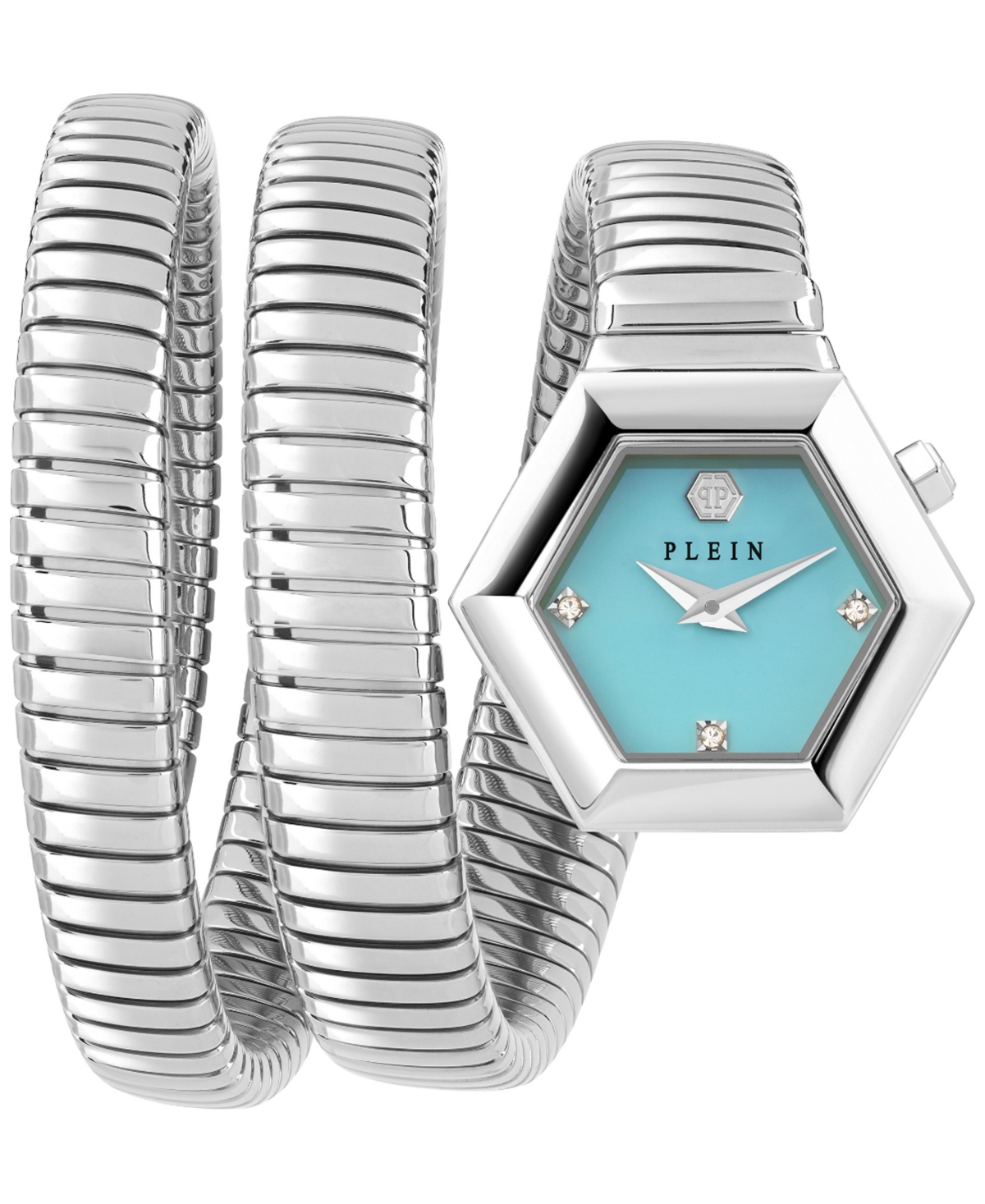 Philipp Plein Snake Hexagon 28mm In Stainless Steel