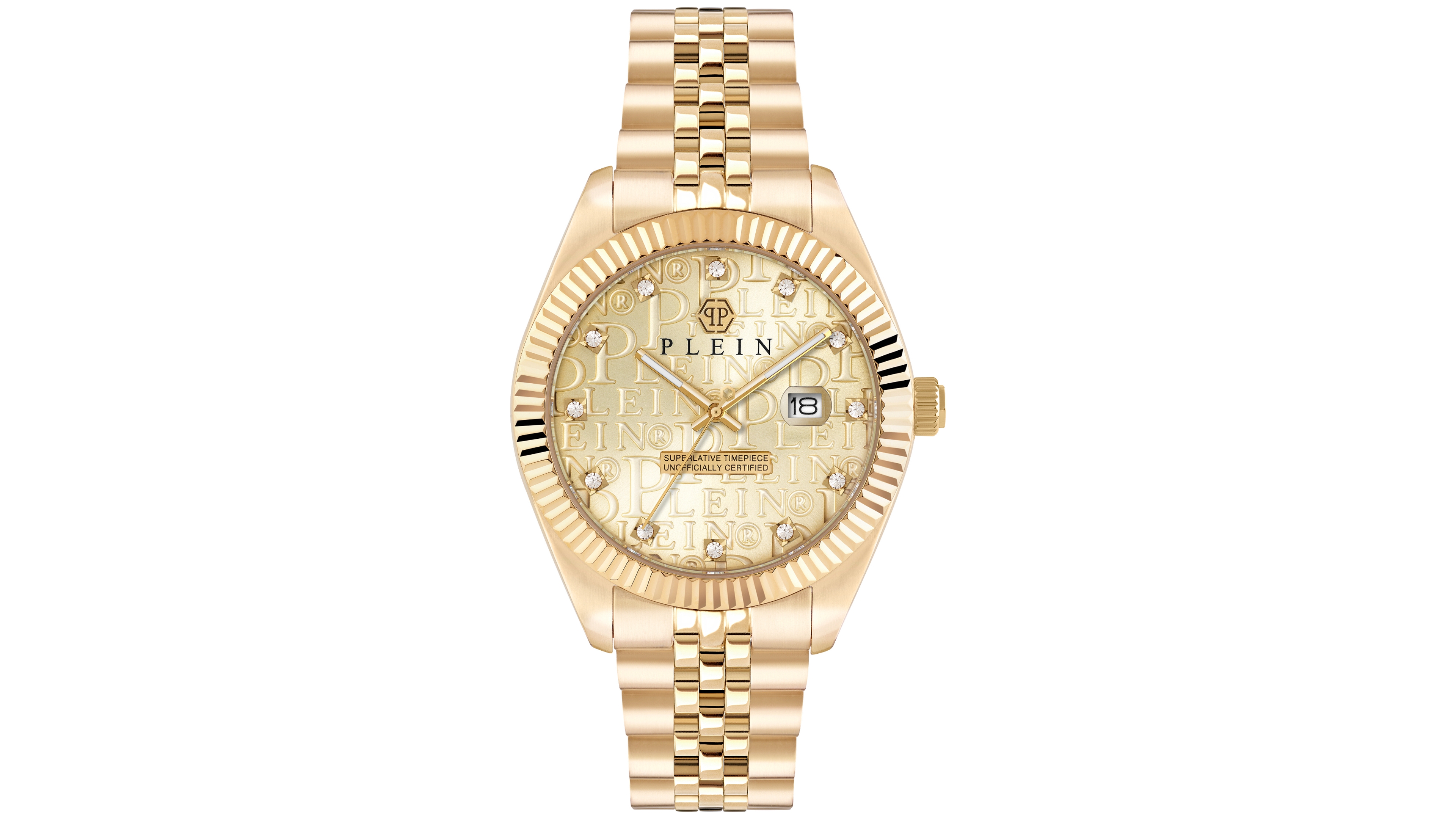 Philipp Plein Men's Date Superlative Gold Ion Plated Stainless Steel Bracelet Watch 41mm