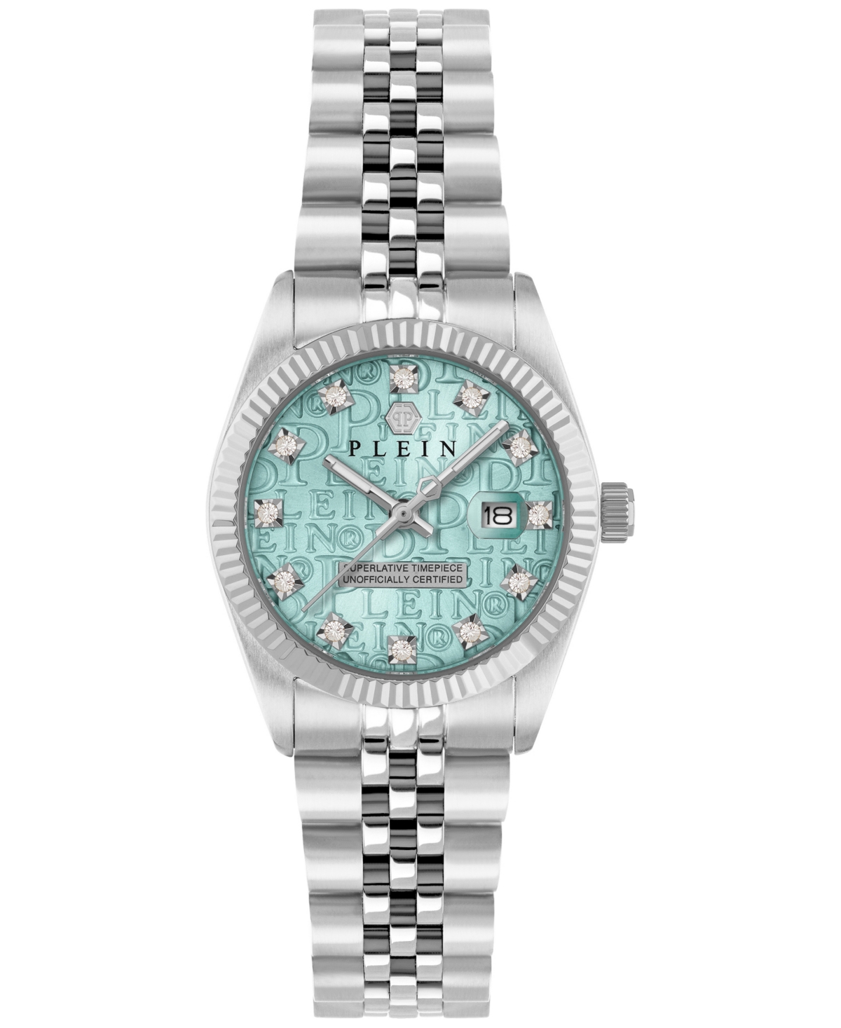 Philipp Plein Date Superlative Crystal Watch In Stainless Steel