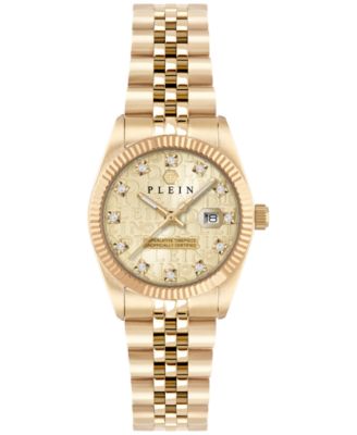 Philipp Plein - Women's Date Superlative Gold Ion Plated Stainless Steel Bracelet Watch 28mm