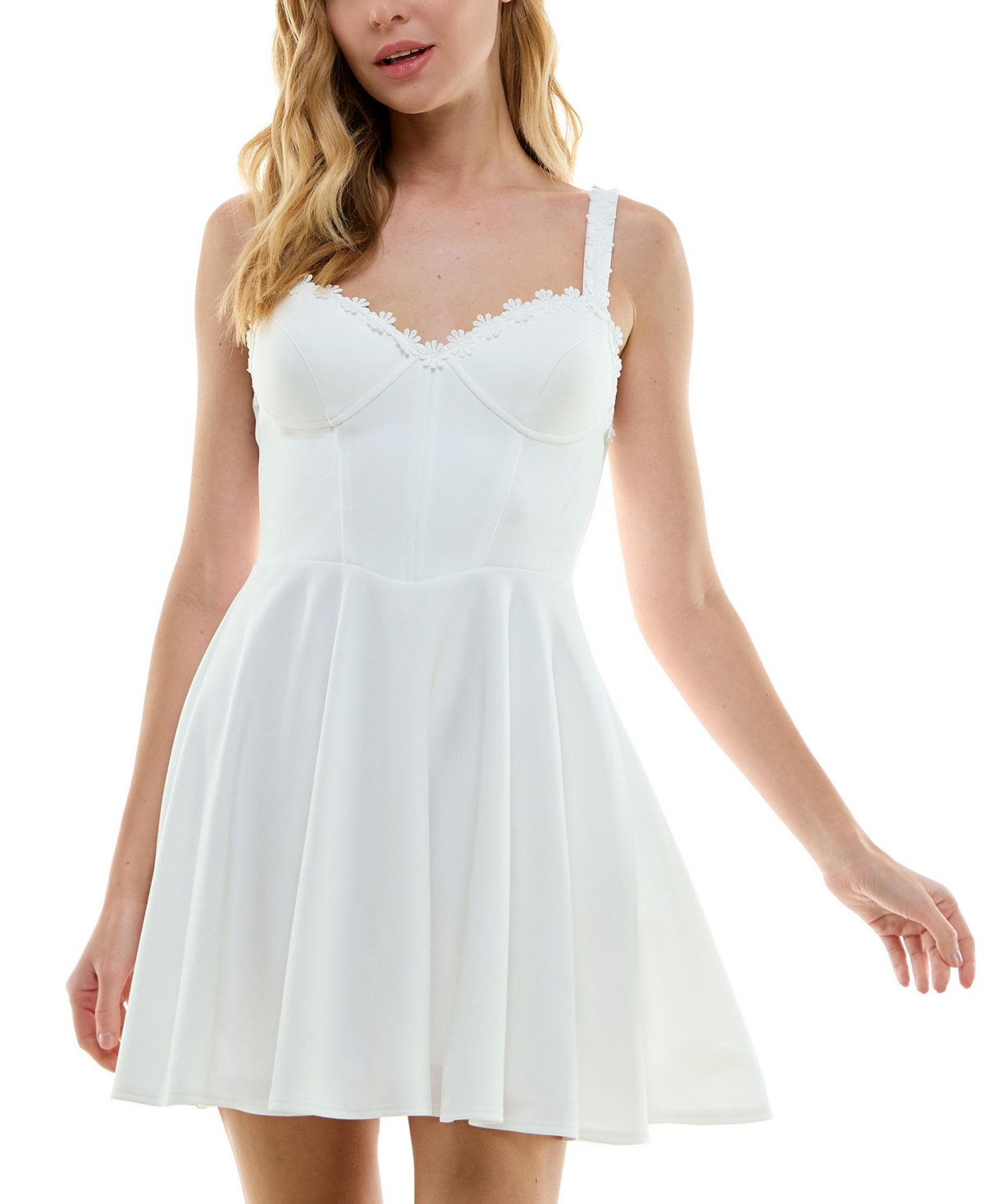 Juniors' Bustier Skater Dress - White