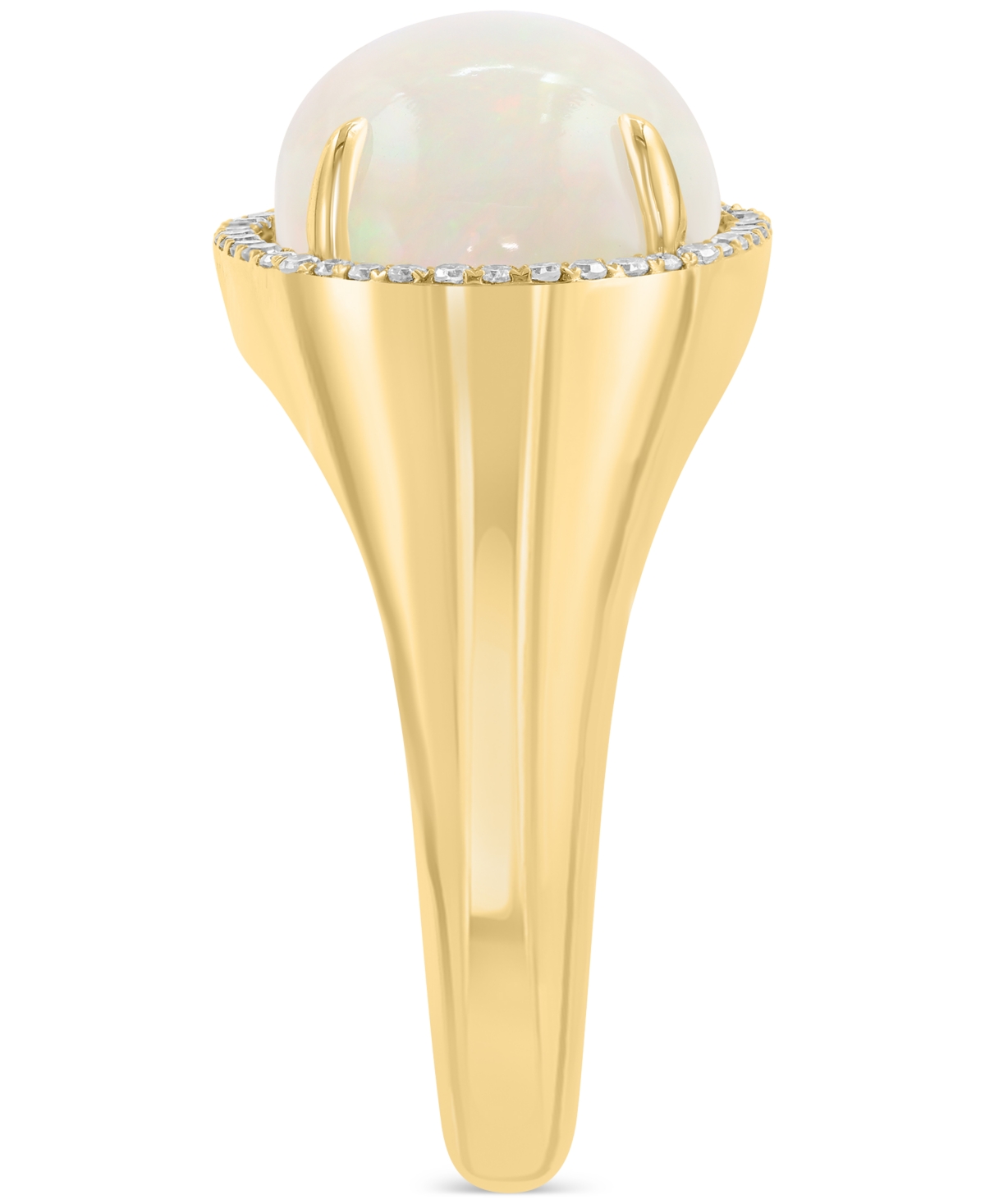 Effy Collection Effy Ethiopian Opal (4-1/3 Ct. T.w.) & Diamond (1/6 Ct. T.w.) Halo Ring In 14k Gold-plated Sterling  In Gold