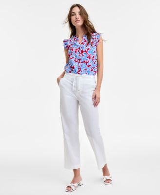 Tommy Hilfiger - Women's Cotton Tie-Front Ankle Pants