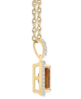 Garnet (1-7/8 ct. t.w.) & Lab-Created White Sapphire (1/5 ct. t.w.) Emerald-Cut Halo 18" Pendant Necklace in 10k Yellow Gold (Also in Citrine & Amethyst)