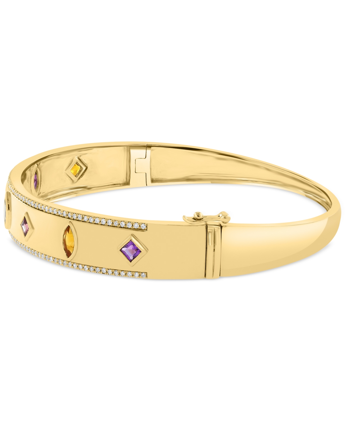 Effy Collection Effy Multi-gemstone (7/8 Ct. T.w.) & Diamond (3/8 Ct. T.w.) Mixed-cut Bangle Bracelet In 14k Gold-pl In Multi