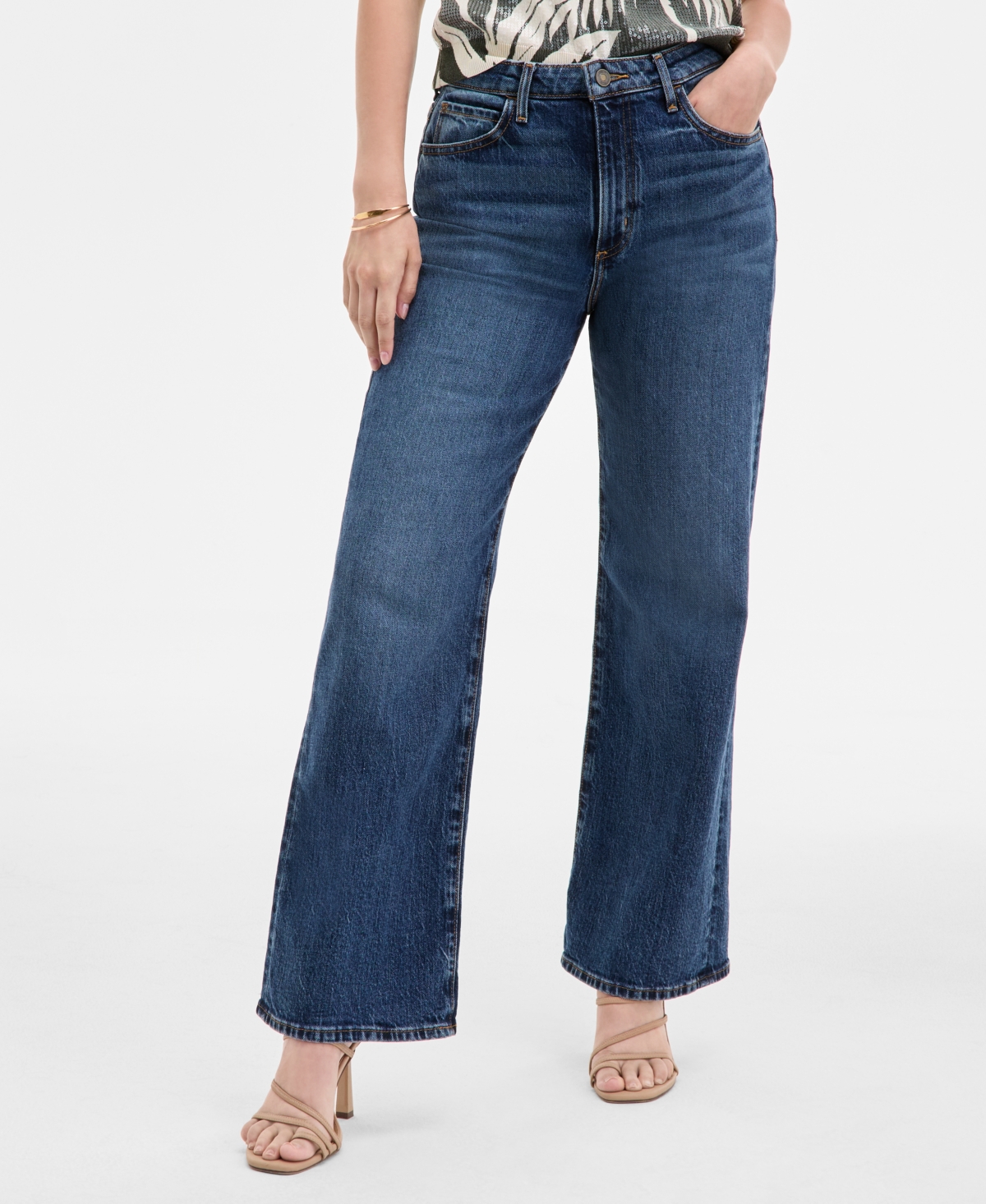 Guess Women's High-rise Wide-leg Jeans In Gray