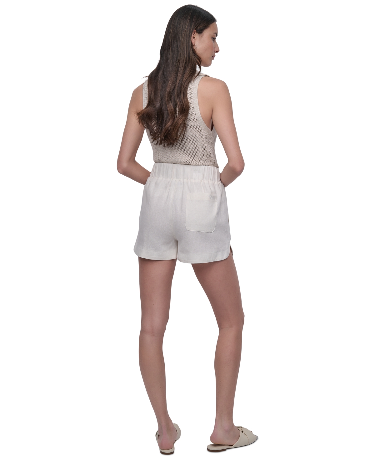 Shop Dkny Jeans Women's High-rise Dolphin-hem Shorts In Ivy - Ivory