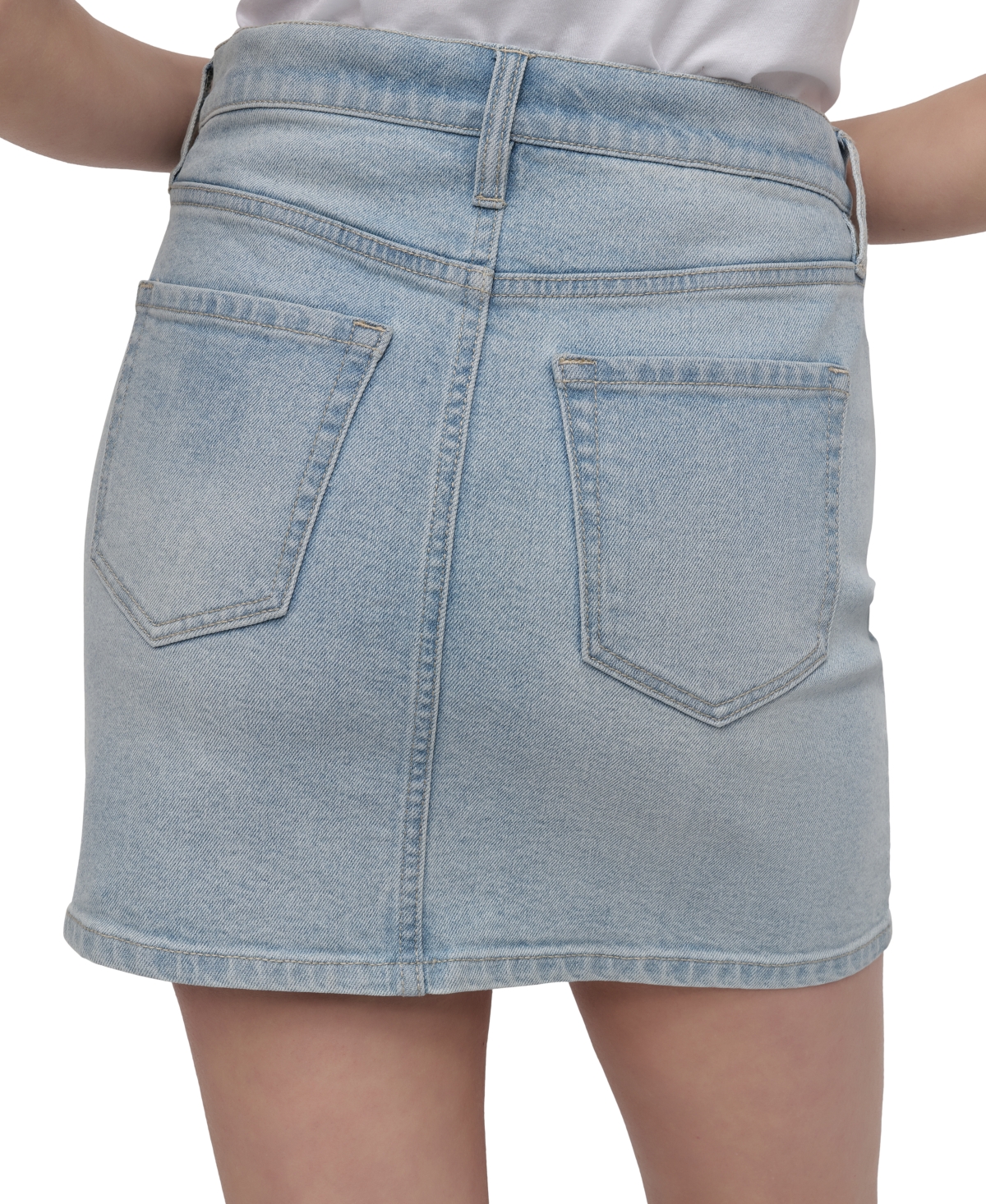 DKNY JEANS WOMEN'S RHINESTONE-FRONT DENIM MINI SKIRT 