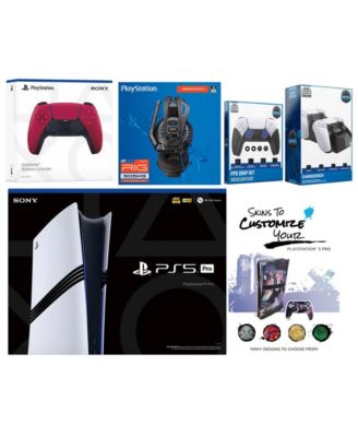 Playstation 5 Pro Bundle with Extra Controller, Plantronics Headset, FPS Grip Kit, Dual Charge Dock and MightySkins Decal Voucher Plus 2 Year CPS Extended Warranty