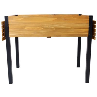 52.7inch x 23.6inch x 29.5inch Raised Garden Bed Metal Leg Wood Planter Box with Folding Storage Shelf