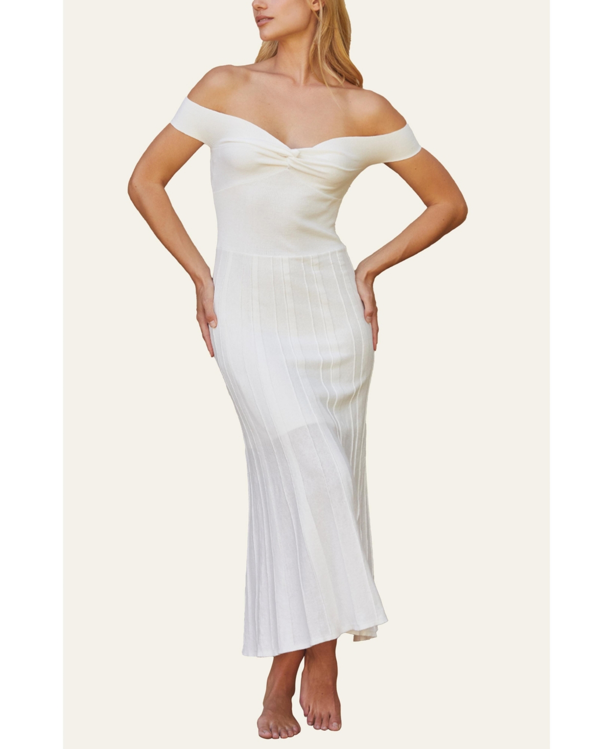 Women's Leah Off Shoulder Knit Dress - White