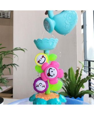 Toddler 3 Pieces Bath Toys for Toddlers, Flower Waterfalls Waterwheel Bath Tub Toys with Suction Cup 1-3