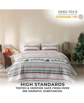 Holiday Striped Microfiber Lightweight Quilt Set with Shams