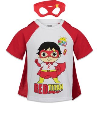 RYAN'S WORLD Ryan's World Red Titan Superhero Cosplay T-Shirt, Cape and ...