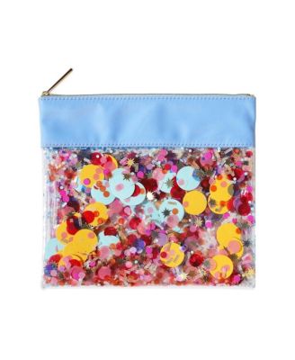 Everyday's A Birthday Confetti Pouch Small Cute To-Go Purse or Cosmetic Make Up Set Bag with Zipper Compact Travel Organizer for Women