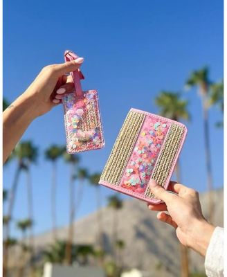 Travel Bundle Women's Travel Accessory Passport Holder and Luggage Tag, Woven with Faux Leather