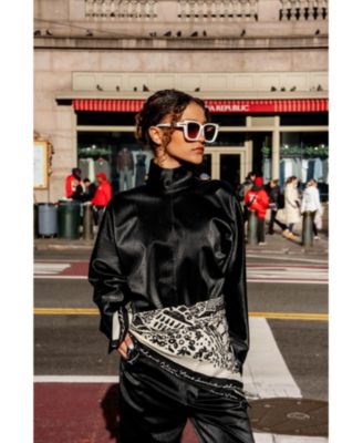 Double Sided Wool Silk Scarf Of Black Garden