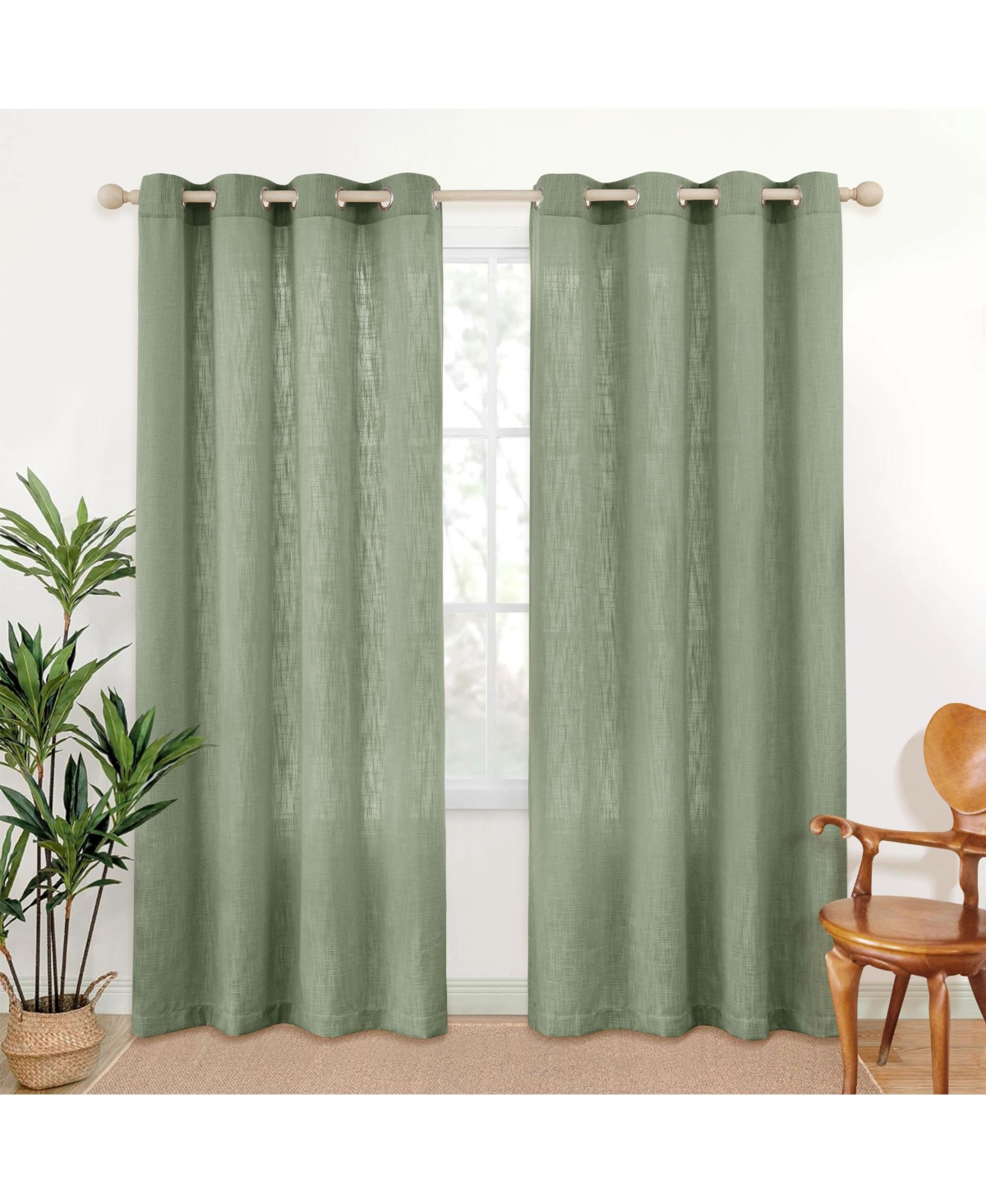Linen Blend Privacy and Light Filtering Texture Grommet Pair(2 Panels) - Navy
