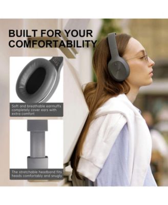 Bluetooth Over-Ear Headphones, 30H Playtime, Deep Bass, Built-in Mic for Travel/Work