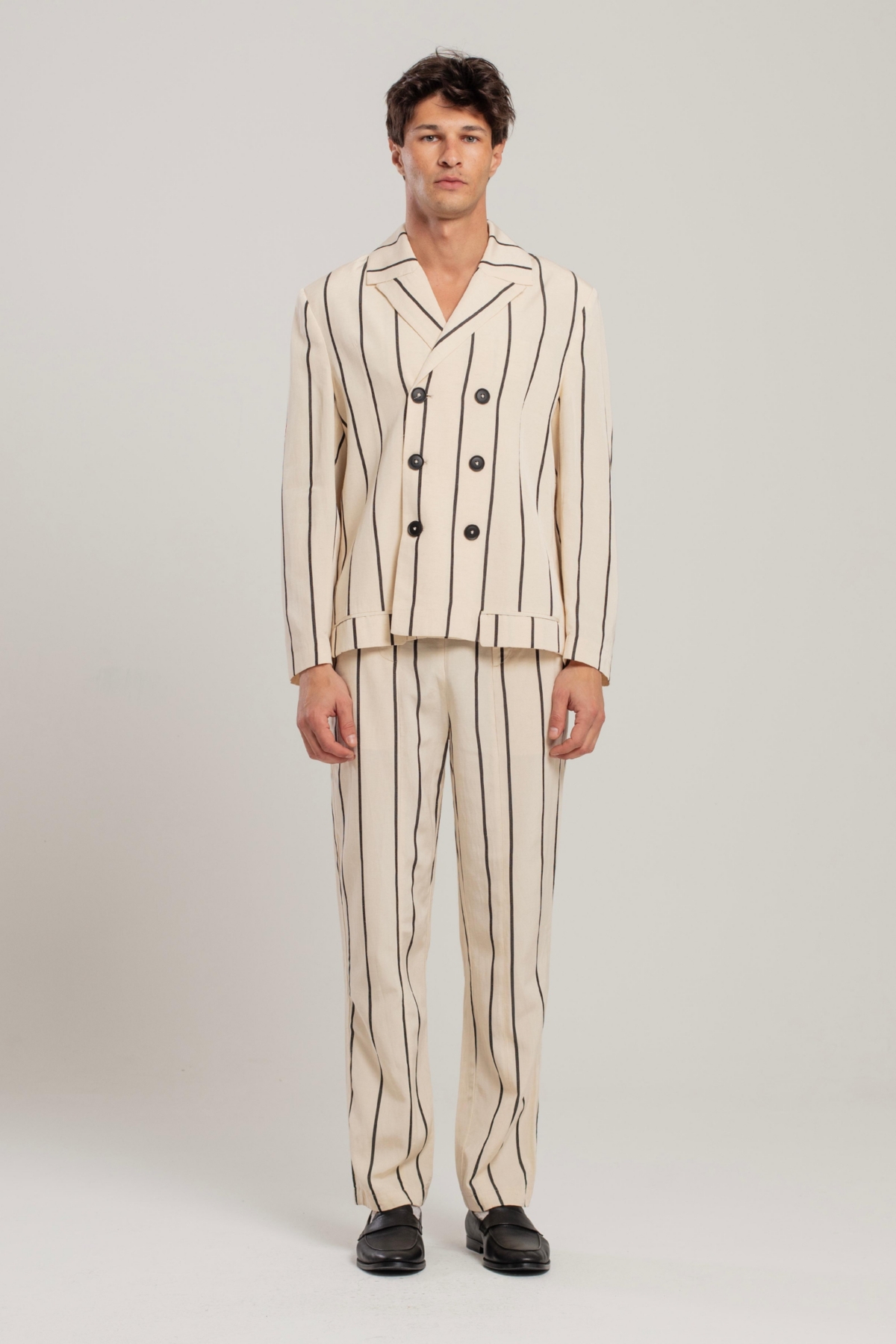 Men's Free Heaven Kutnia Striped Oversized Blazer - Beige