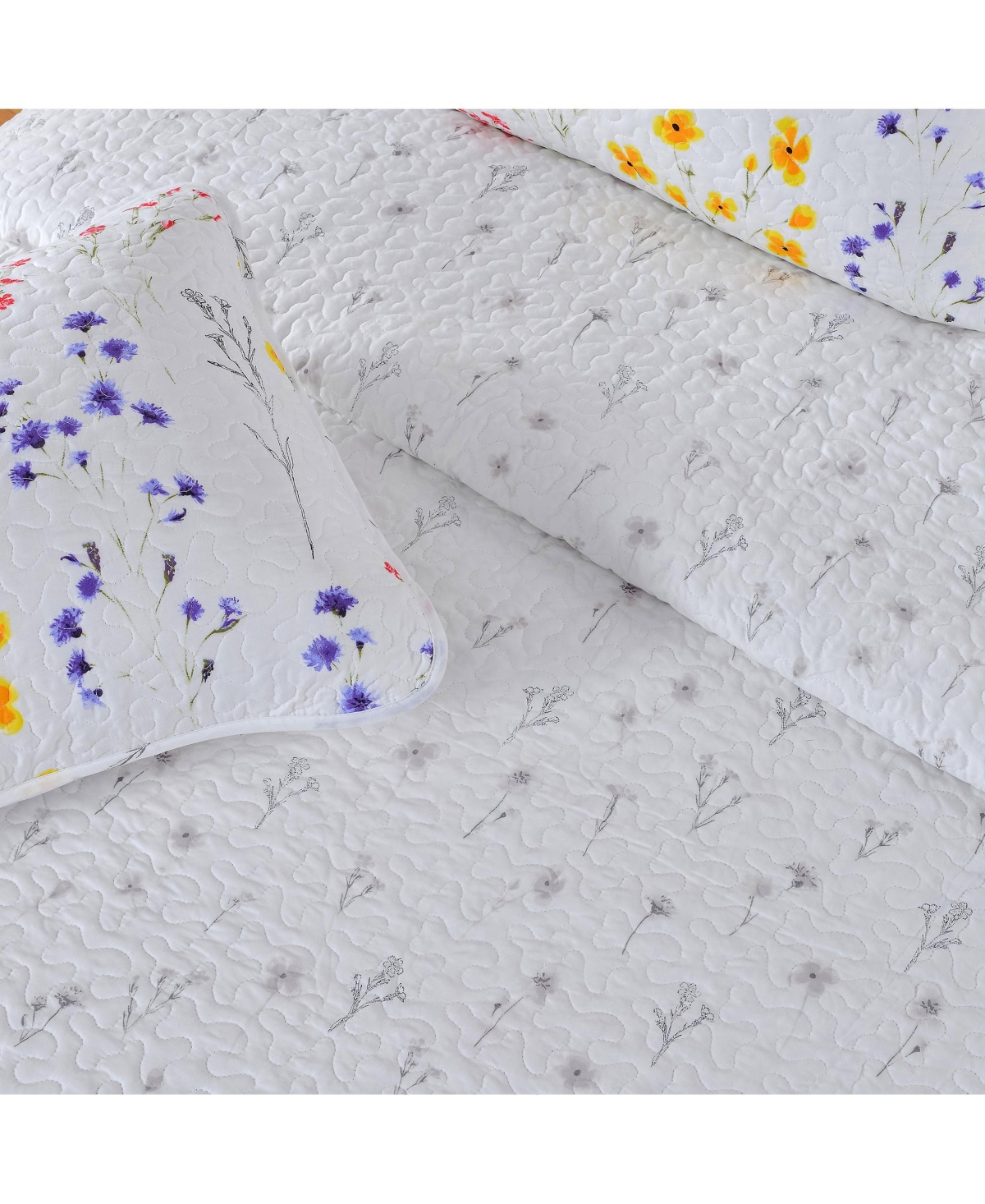 Linery & Co. Colorful Floral Microfiber Quilt Set With Shams