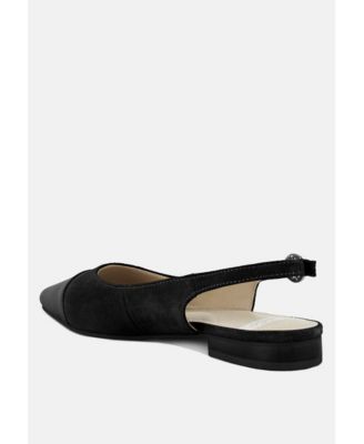 Uwaha Genuine Leather & Real Suede Slingback Flats