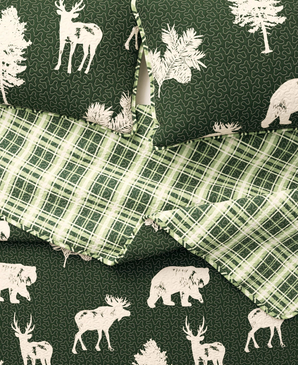 Linery & Co. Deer & Trees Microfiber Quilt Set with Shams