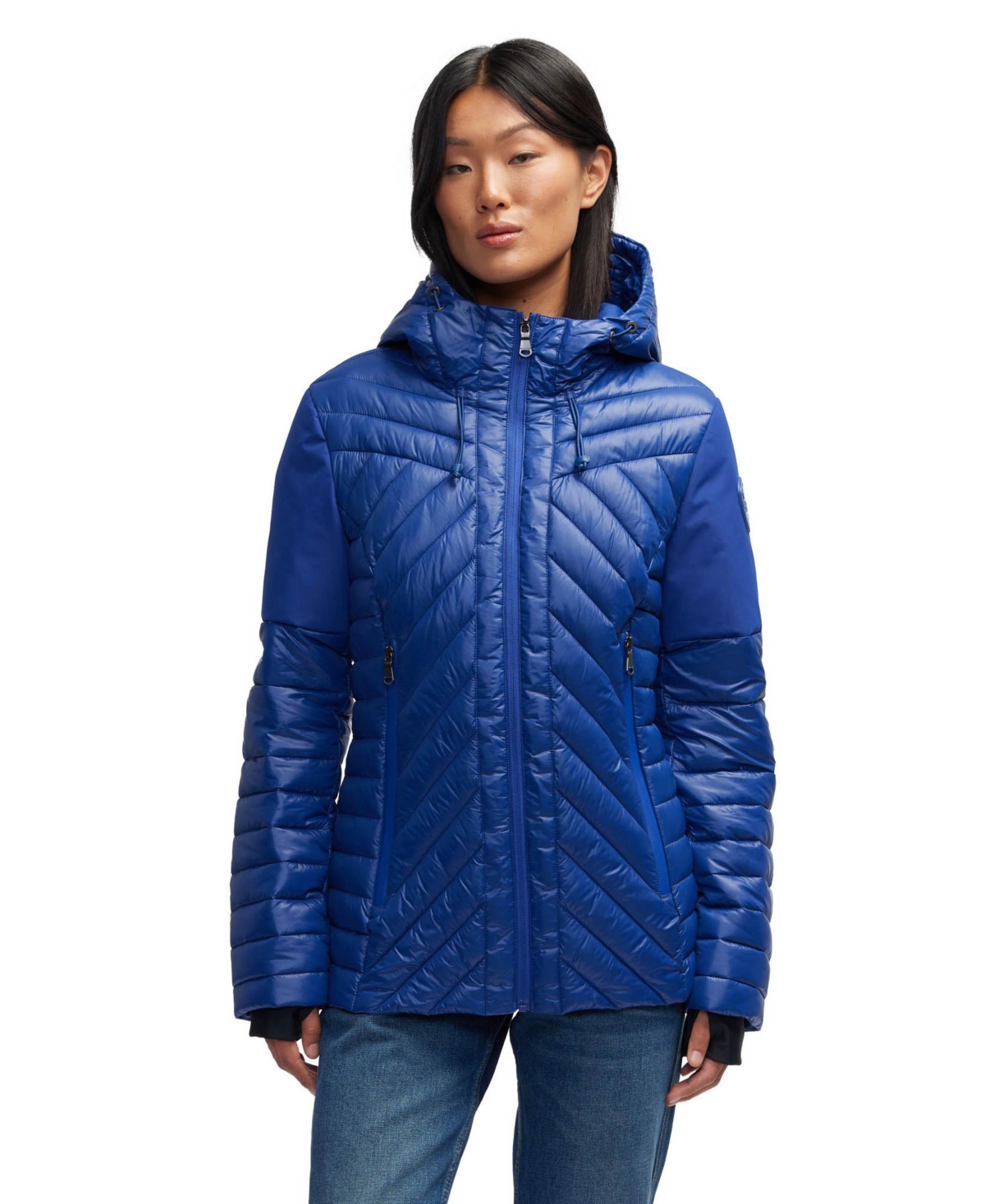 Pajar Esmay Lightweight Mixed Media Quilted Packable Puffer In Sapphire
