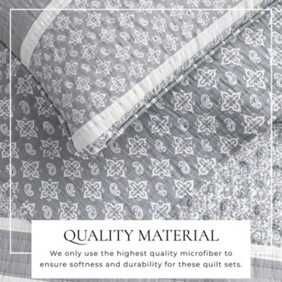 Stripe & Paisley Microfiber Quilt Set With Shams