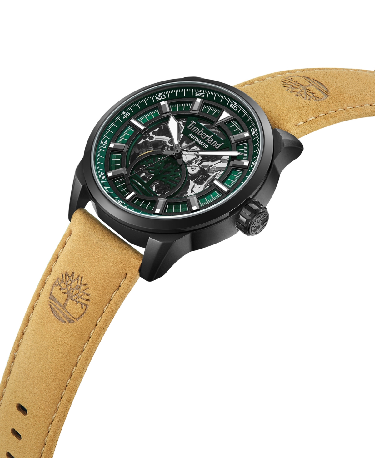 Timberland Men's Automatic Tan Genuine Leather Watch, 44mm In Tan