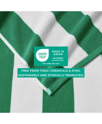 100% Cotton Velour Cabana Stripe Beach Towel, 4 Pack 30" x 60"