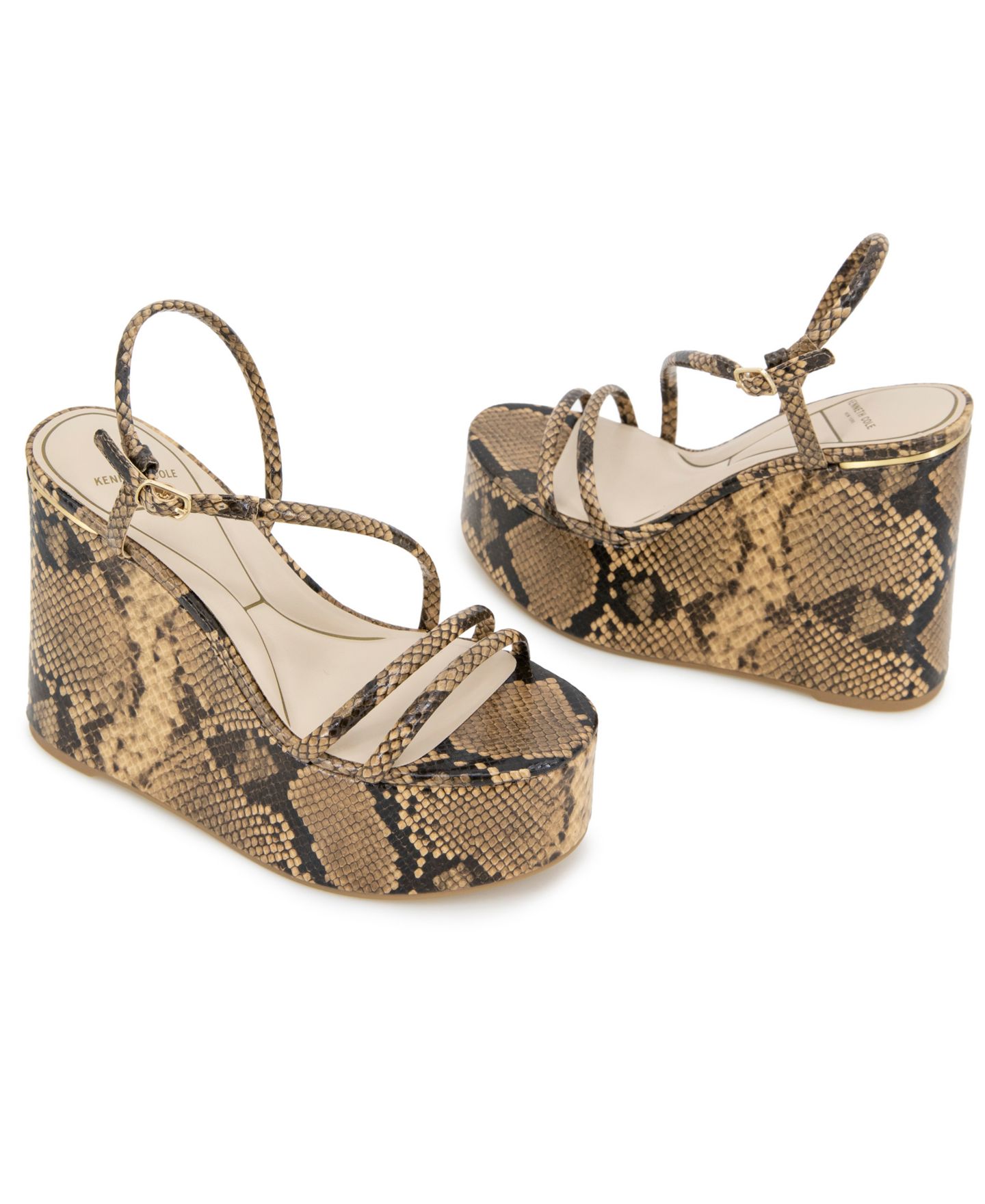 Женские сандалии Kenneth Cole New York Tatiana Platform Wedge, цвет: Песочный змеиный — фото 6