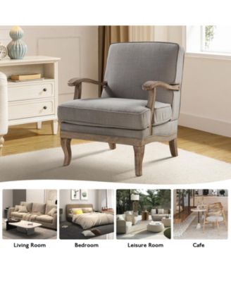 Rinaldo Wooden Upholstered Armchair with Wooden Legs