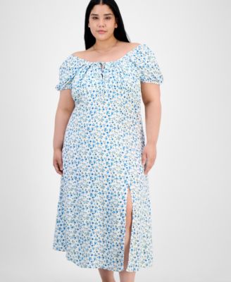 Trendy Plus Size Puffed-Sleeve Dress