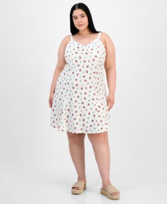 Absolutely Famous - Trendy Plus Size Floral Pucker Fit & Flare Dress