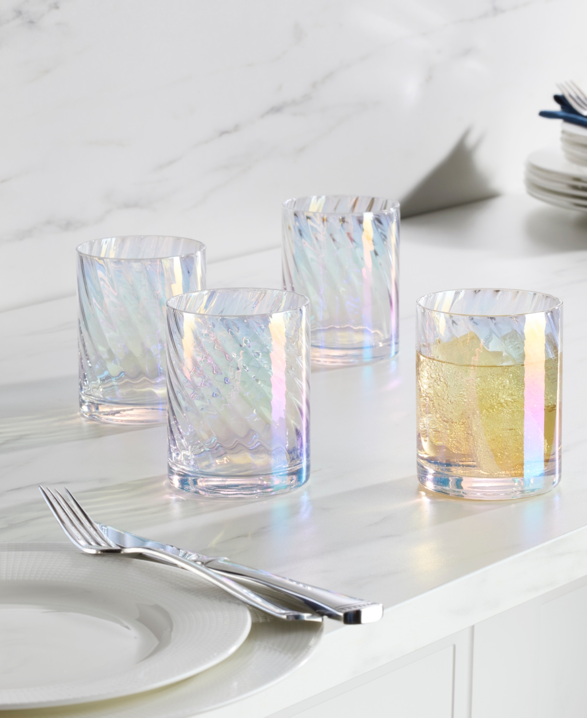 Lenox Tuscany Classics Iridescent Double Old Fashioned Glasses, Set Of 4 In Clear