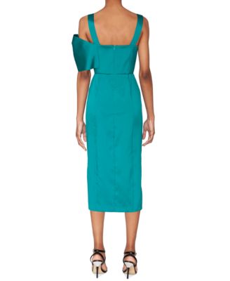 Women's Bow-Trim Satin Midi Dress