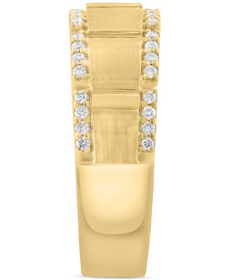 EFFY&reg; Men's Diamond Brush Finish Band (1/3 ct. t.w.) in 14k Gold