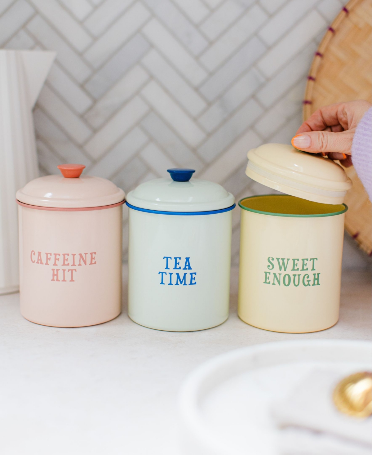 YVONNE ELLEN ENAMEL 3-PC. STORAGE TIN SET 