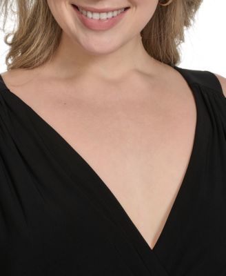 Plus Size V-Neck Printed Pleated Organza Gown