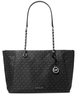 Michael Kors - Georgia Logo-Print Brown Zip Top Tote Bag