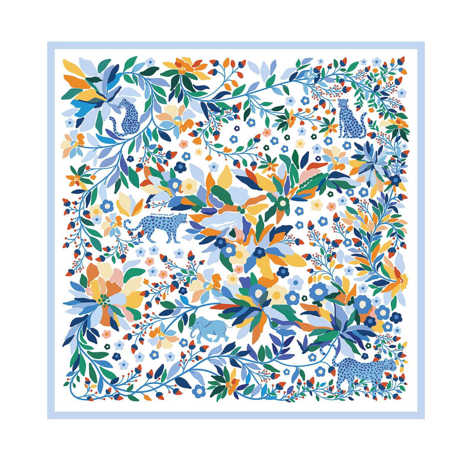 Double Sided Wool Silk Scarf Of Day Jungle Reverie