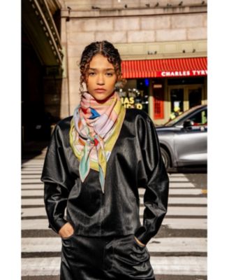 Double Sided Wool Silk Triangle Scarf Of Color Recombination