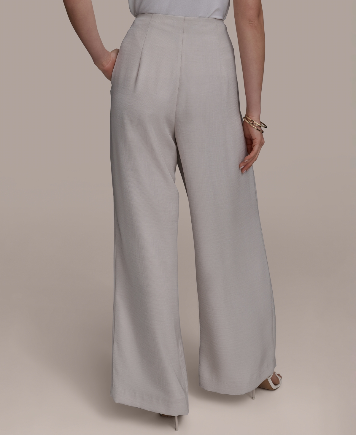 Shop Donna Karan Women's Pleated Wide-leg Pants In Tuscan Grey