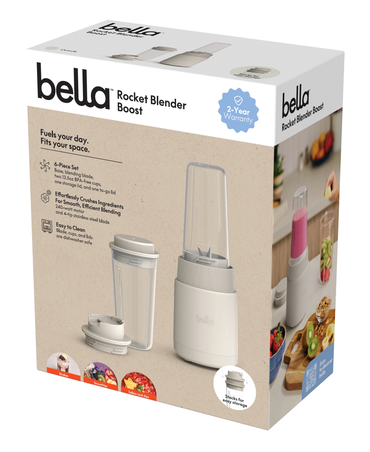 Bella 6-pieces Rocket Blender 35125 In Oatmilk