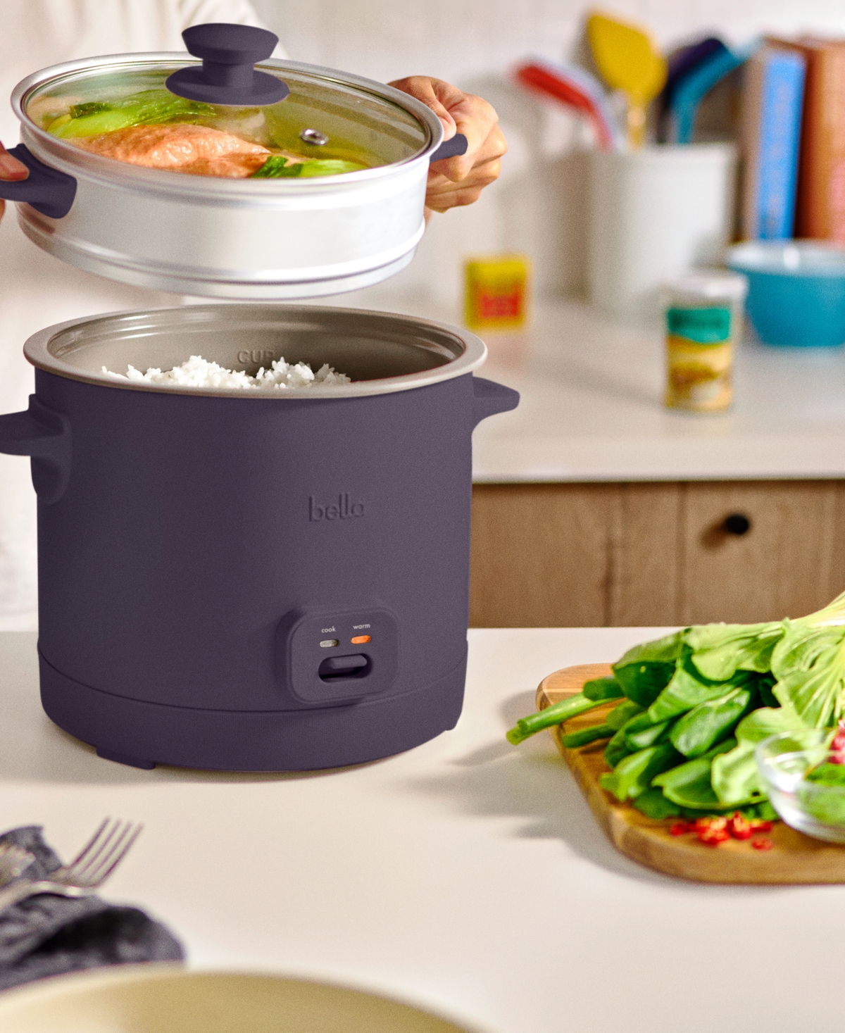 Bella 16-cup Rice Cooker With Steamer 35123 In Plum