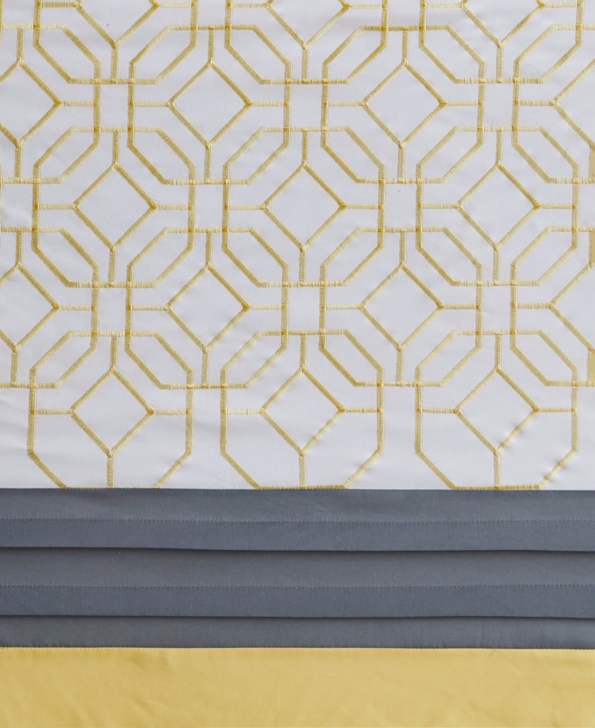 510 Design Donnell Embroidered Shower Curtain, 72" X 72" In Yellow,gray