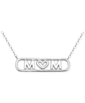 MOM Heart Pendant Necklace in 18k Gold-Plated Sterling Silver (also in Sterling Silver), 16" + 2" extender