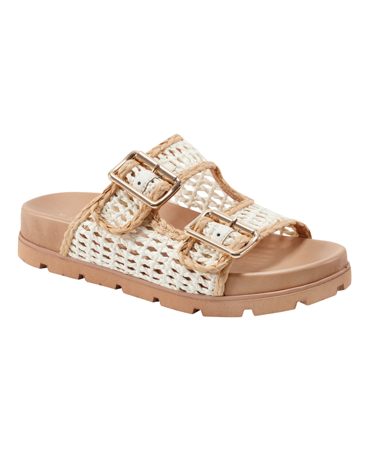 Marc Fisher Ltd Raffia Dual-buckle Sporty Sandals In Cream,natural